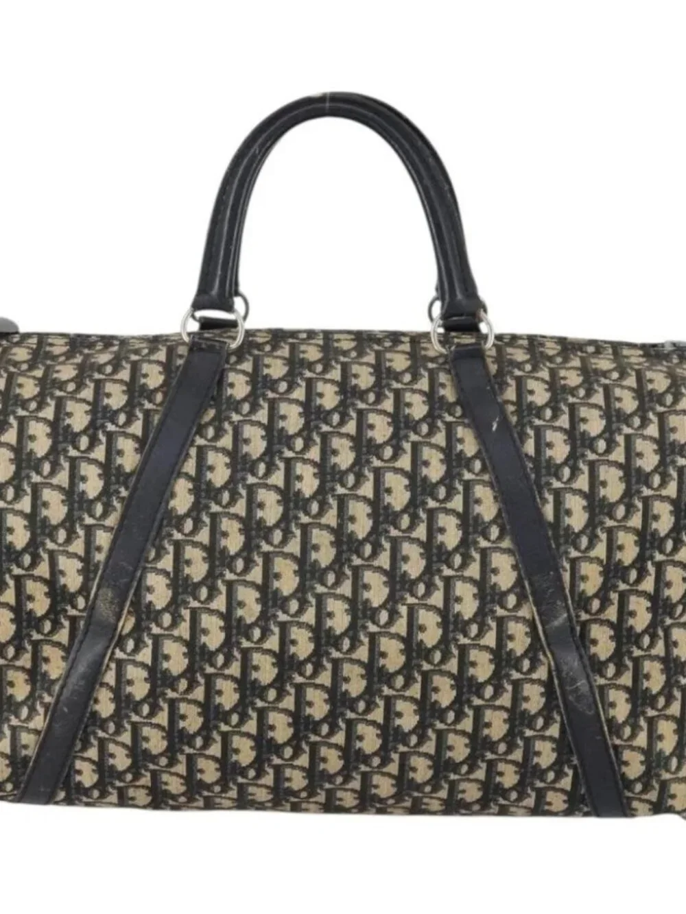 Christian Dior Trotter Canvas Boston Bag Navy Silver - Picture 3 of 15